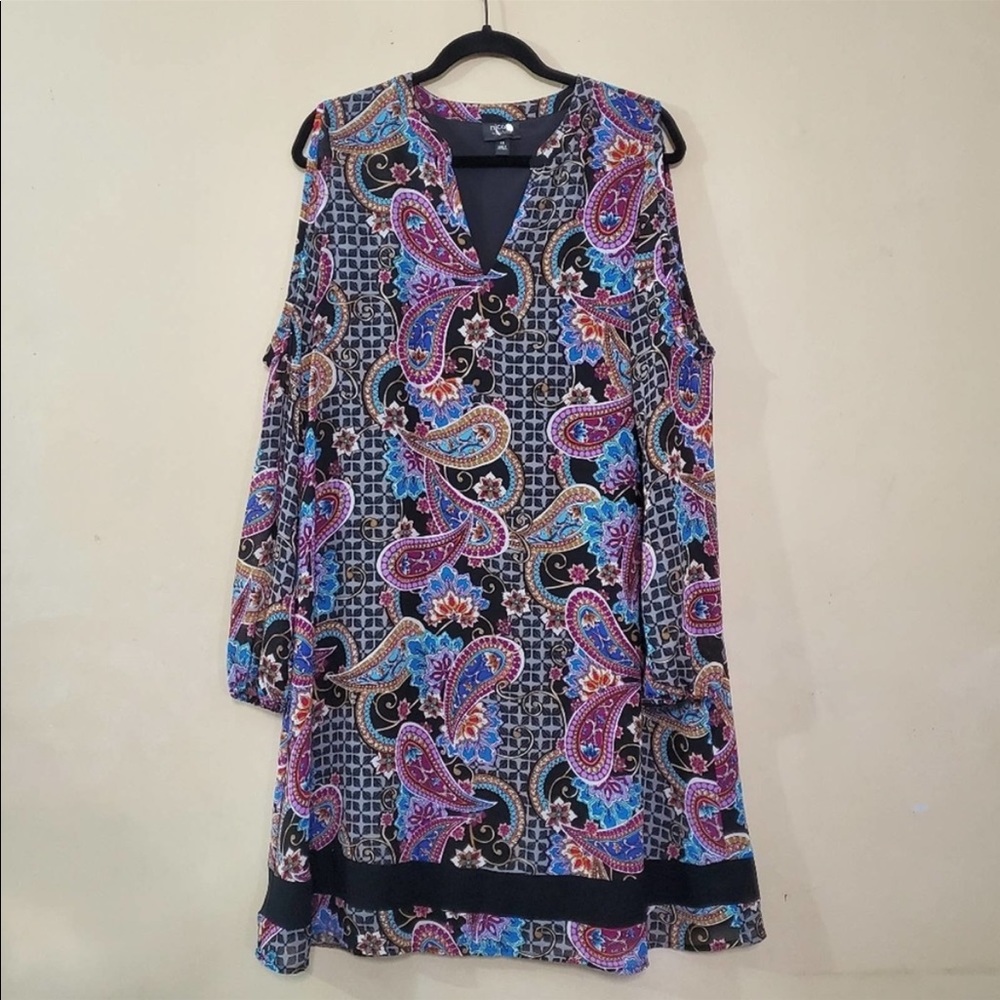 Nicole Nicole Miller Cold Shoulder Geometric Dress